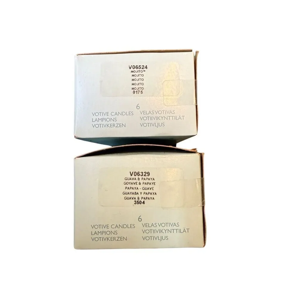 PartyLite Orange Yellow Mojito; Guava & Papaya Votive Candles 2 Boxes 6 Candles